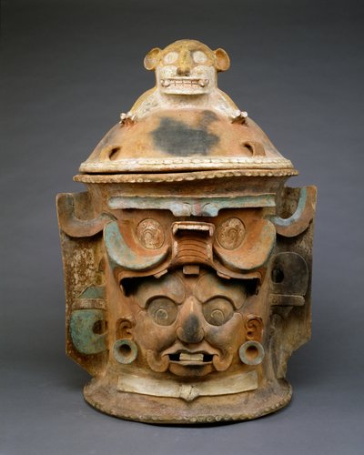 Urna funeraria con coperchio felino, Guatemala, 550-950 da Mayan